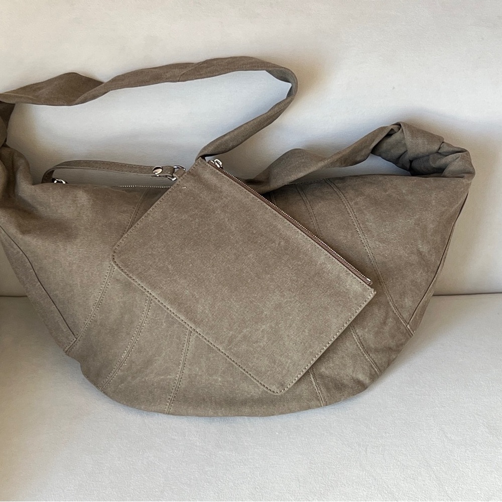 Lemaire Taupe Shoulder Hobo with Matching Wrist Pouch